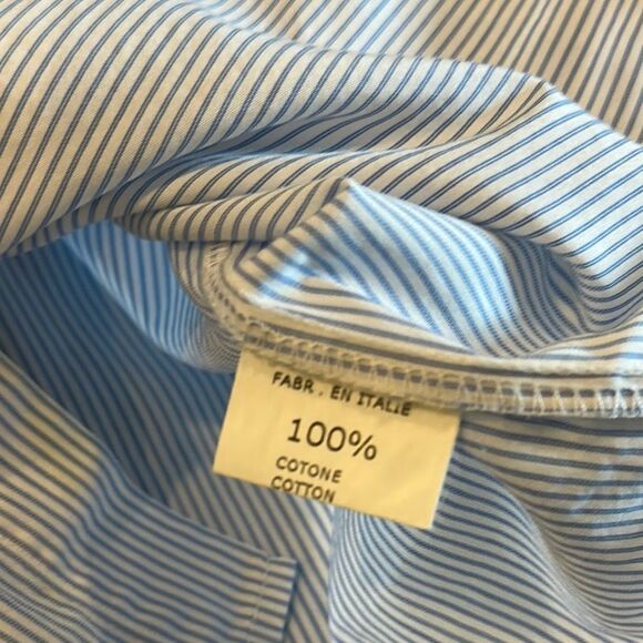 Detomaso Boys Blue & White Striped Button Down Shirt - Size 6 - Picture 4 of 5